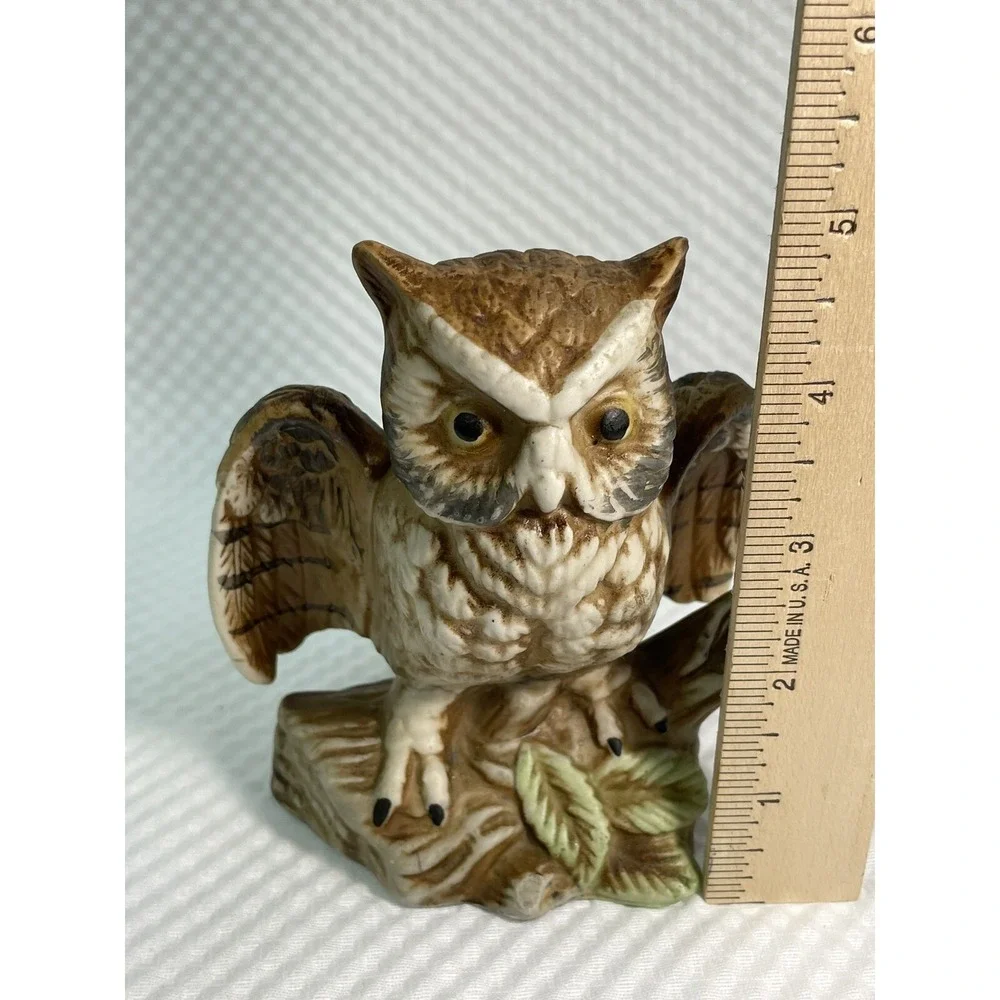 1970's Home Interiors Porcelain Bisque Owl Figurine Shelf Sitter Decor